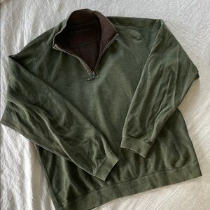 Men’s XL Tommy Bahama reversible olive/brown quarter-zip pullover